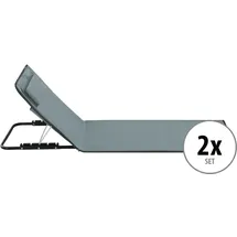 Stagecaptain Strandmatte faltbar mit Rückenlehne 2X Set - Beachmatte mit Kopfkissen, gepolstert - Strandliege leicht in 6 Stufen verstellbar - Tragbar mit Griff - für Camping, Pool - Sonnenliege grau