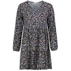 denimfy DFIda A-Linien Kleid Blumenmuster Blau L/XL