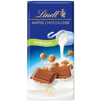 Lindt Schokolade Vollmilch Haselnuss | 100g Tafel | Aus zartschmelzender Vollmilch-Schokolade und Haselnussstücken | Schokoladentafel | Schokoladengeschenk