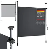 STEELSØN Serelia Senkrechtmarkise 100x310 cm – Vertikalmarkise außen Anthrazit – Sichtschutz Balkon wetterfest – Klemmmarkise als Sonnenschutz & Windschutz – Balkonmarkise ohne Bohren – Outdoor-Rollo