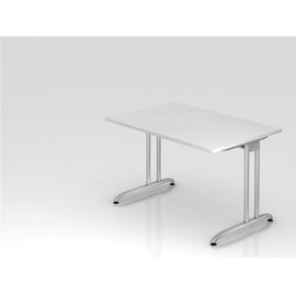 Hammerbacher Schreibtisch weiß rechteckig, C-Fuß-Gestell silber 120,0 x 80,0 cm