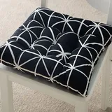 Hixingo 2er Set Cozy Sitzkissen mit Haltebändern, Weiche Stuhlkissen Waschbar Sitzkissen Stuhl, Modernität Bodenkissen für Indoor und Outdoor (40x40cm(2er Set),Schwarz)