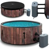 COIL Garten Whirlpool Outdoor Winterfest SPA Outdoor Whirlpool Aufblasbar - 6 Personen, Holzoptik, Robustes DWF-Material, Schnellaufblasbar, Wellness Hydromassage (Rustical)