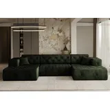 Kaiser Freistehendes Ecksofa Lux, Stark gesteppte U-Form, Weicher, Eleganter Stoff Whisper Grün