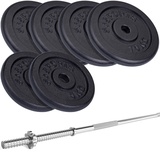 ScSPORTS® Langhantel Set - 18/28/40/50 kg, inkl. Langhantelstange 30mm, 120/160cm, Gewichte, Gusseisen, Sternverschluss - Langhantelset, Hantelset (50 KG (4 x 10 kg + 2 x 5 kg))