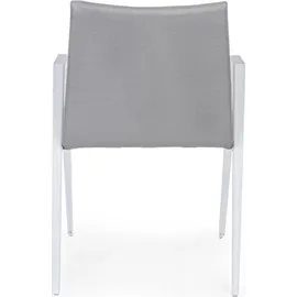 Natur24 Gartenstuhl 2er Set 57 x 65 x 84 cm weiß mit Quick-Dry Polster grau