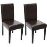 2er-Set Esszimmerstuhl Littau, Stuhl Lehnstuhl, Leder braun dunkle Beine