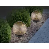 meineWunschleuchte Ausgefallene Solarkugeln 2er SET für den Garten Ø 15cm mit Erdspieß, Solarlampen