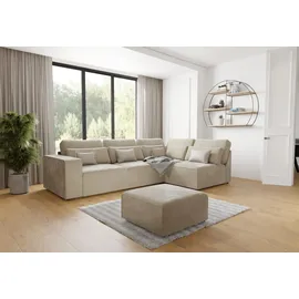 s-style möbel ECKSOFA modularer Leox Beige Samt-Stoff