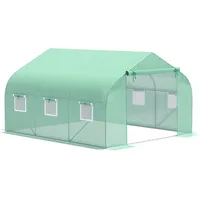 Outsunny Folien Gewächshaus Foliengewächshaus Treibhaus Frühbeet Pflanzenhaus Tomatenhaus Giebeldach  350l × 300b × 200h Cm