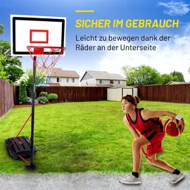 Dunlop Basketballkorb Set – Basketball Korb Höhenverstellbar: 165 - 205 cm – Basketballkörbe mit Basketballständer, Ball und Pumpe – Basketballkorb Outdoor mit Füllbarer Fussstand - Schwarz