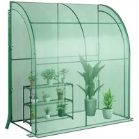 FANTASK Gewächshaus mit 3-stöckigem Blumenregal, Foliengewächshaus mit PE Gitterfolie & 2 aufrollbaren Türen, Treibhaus, Tomatenhaus für Topfpflanzen, 200x100x215cm (Grün)