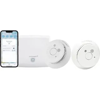Homematic IP Funk Starter Set Mini Rauchwarnmelder+1xHmIP-SWSD-2 Funk-Warnmelder-Set netzbetrieben, batteriebetrieben (Ø x H)