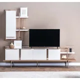 JV Möbel Wohnzimmer Set RTV Regal Lowboard 55 cm X 65 cm Weiß/Hellbraun Holz