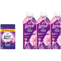 4tlg. Lenor Weichspüler Blütentraum 24H Wohlfühl-Frische + Waschmittel-Pulver