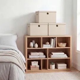 Songmics Aufbewahrungsbox 43 x 30 x 30 cm 3-tlg. beige