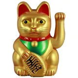 HAAC Winkekatze Glückskatze Glücksbringer Farbe Gold matt 13 cm