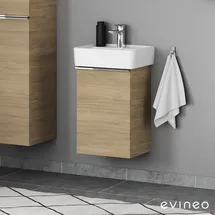 Evineo ineo4 Unterschrank B: 40 T: 32 cm, 1 Tür links, mit Griff, für Geberit Renova Plan Handwaschbecken,, BE0236OA,