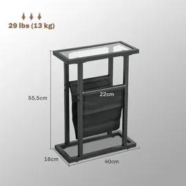 Homcom Beistelltisch Schwarz Glas 18 x 55,5 cm