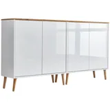 BMG Möbel Sideboard Mailand Set 2 Weiß/Eiche