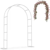 LZQ Rosenbogen Hochzeitsbogen aus Metall 240 cm hoch Torbogen für Gartenfeier & Trauung Dekorativer Rankbogen für Kletterrosen & Blumen, Pulverbeschichteter Gartenbogen, Weiß