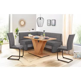 Home Affaire Eckbank HOME AFFAIRE "Nils", grau (anthrazit (fantasy 8203)), B:182cm H:89cm T:142cm, Holzwerkstoff, Massivholz, Polyester, Sitzbänke, Eckbank, Sitz und Rücken gepolstert, verschiedene Qualitäten