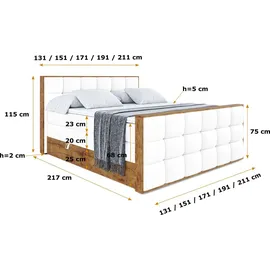 altdecor Boxspringbett 160 x 200 cm H3 Weiß