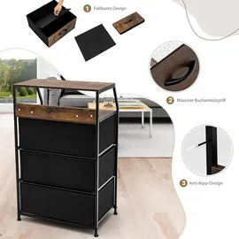 Costway Nachtschrank 45 x 30 x 92 cm Braun