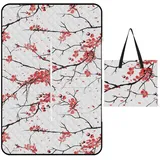 Cmagnifico Picknickmatte mit Reißverschluss, Kirschblüten-Picknickdecke, Outdoor-Teppiche, 150 cm x 100 cm