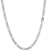 LuxusKollektion Ketten und Armband Set Herren Silber Edelstahl Panzerkette Figaro-Halskette