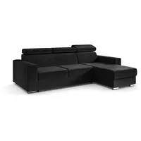 Altdecor Ecksofa Schwarz, Textil, 4-Sitzer, L-Form, Ottomane rechts, 242x168