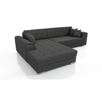 Fun Möbel Couchgarnitur SARRA Stoff Schwarz mit Schlaffunktion Ottomane