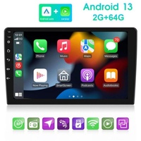 Hikity 2 DIN 2G+64G Android 9 Zoll Carplay Autoradio GPS Navi WiFi Bluetooth Autoradio (Android 13, Car Stereo Radio, Carplay / Auto, WIFI BT FM) schwarz