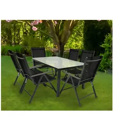 Möbel Kraft Gartenmöbel Set 7-tlg. Schwarz