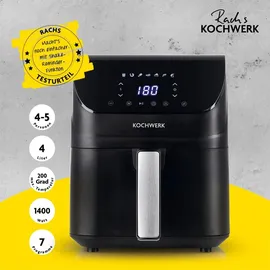 rachs kochwerk Heißluftfritteuse Digital 4L mit Erinnerungsfunktion | schwarz matt