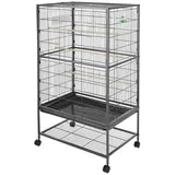 Feel2Home Voliere Vogelvoliere Vogelkäfig Vogelhaus Grau XXL Käfig Zuchtkäfig Tierkäfig grau