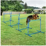 PawHut Agility Hürdenset Slalom Stangen Hunde Training Set 4 x Hürden, Kunststoff, Blau