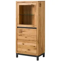 Massivmoebel24 Vitrine 65x40x148 Wildeiche geölt Farbe:Natur geölt, Größe:65x40x148 cm