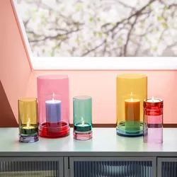 REMEMBER Windlicht "Lys" Violett - 28 cm hoch - modernes Design Windlicht