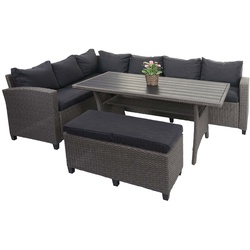 Poly Rattan Garnitur MCW-E96, Garten-/Lounge-Set Sitzgruppe, Spun Poly halbrundes Rattan ~ grau, Kissen anthrazit
