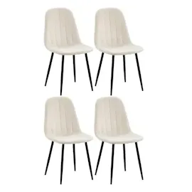 CLP 4er Set Esszimmerstuhl Baxter Samt I Gesteppter Küchenstuhl I Polsterstuhl Mit Metall-Gestell