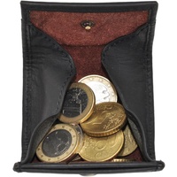 Benthill Münzbörse Klein Leder - Minibörse aus echtem Leder - Kleingeldschütte - Wiener Schachtel - Mini Münzen-Geldbörse, Farbe:Schwarz