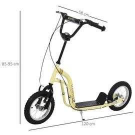 Homcom Kinderroller mit Handbremse beige