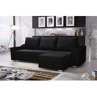 Fun Möbel Ecksofa Sofa COLLIN mit Schlaffunktion Schwarz Ottomane