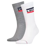 Levi's Unisex Sportsocken, Vorteilspack - Regular Cut SPRTWR, Logo, einfarbig Weiß/Grau 43-46 Pack