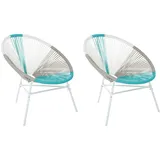 Beliani Cocktailsessel Bunt Weiss Blau, Beige, 76x76x85