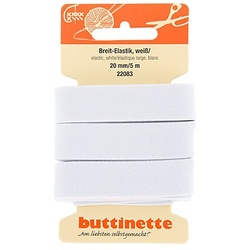 buttinette Gummiband "Breit-Elastik", weiß, Breite: 20 mm, Länge: 5 m