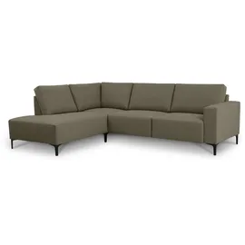 Home Affaire Ecksofa HOME AFFAIRE "Tournon, L-Form, Breite 256 cm, Webstoff, Chenille", grün (olive), B:256cm H:85cm T:198cm, 100% Polyester, Sofas, Ecksofa, Designsofa im nordischen Stil, Wellenunterfederung, Metallfüße