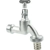 Tecuro Auslaufventil 3/4 Zoll, Steckschlüssel-Oberteil, Schlauchtülle, Dichtband, MS mattverchromt