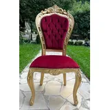 Casa Padrino Luxus Barock Esszimmer Stuhl Bordeauxrot / Gold - Handgefertigt